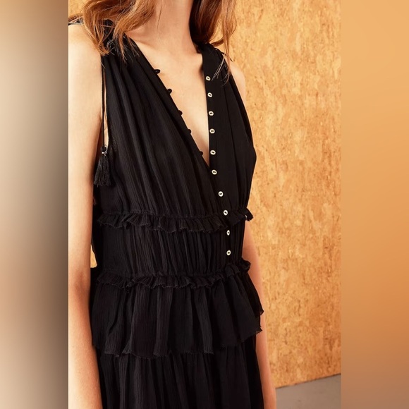 Ulla Johnson Noelle Silk Black Mini Dress Size 4 - Picture 7 of 15